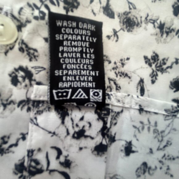 NWOT Le 31 Simons Men’s Slim Fit Floral print Shirt Black White Cotton large 17R - Picture 9 of 9